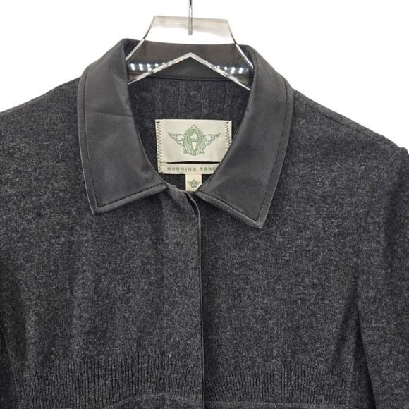 Burning Torch 100% Recycled Cashmere Cardigan Sweater Jacket XS Charcoal Gray - Picture 2 of 10